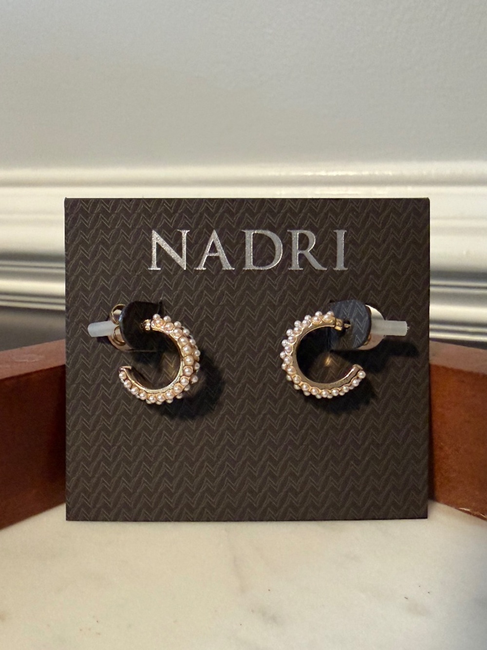 3 for $12: Nadri gold pearl hoop earrings